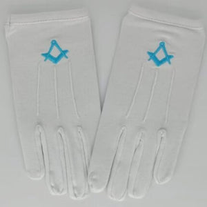 Superior Quality White Craft Masonic Square & Compass Lodge Gloves Made of 100% Cotton NEW