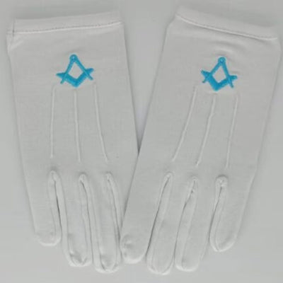 Superior Quality White Craft Masonic Square & Compass Lodge Gloves Made of 100% Cotton NEW