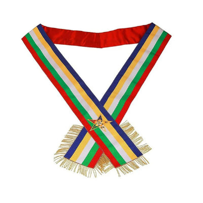 Masonic Order Of The Eastern OES Star Five Color Sash With Red Lining TOP TIER