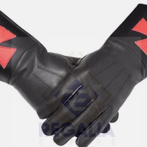 Masonic Regalia Knight Templar KT Gauntlets Genuine Leather Gloves Red Cross NEW