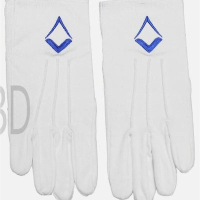 White Gloves Masonic Regalia Cotton Royal Blue Square & Compass Clermont Direct NEW